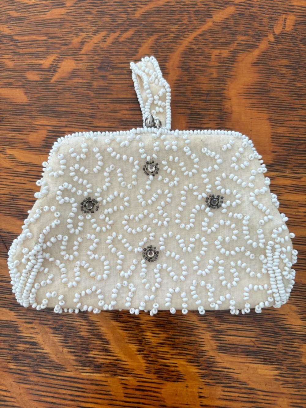 1950’s Belgium Beaded Ivory Evening Clutch Bag